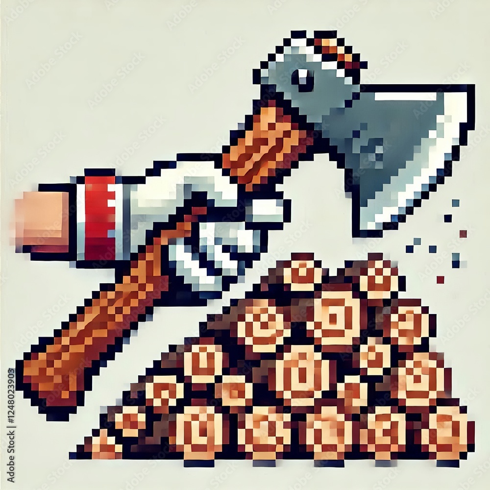 Obraz premium Retro Pixel Axe