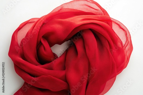 A single red scarf laid out on a white surface, ready for use