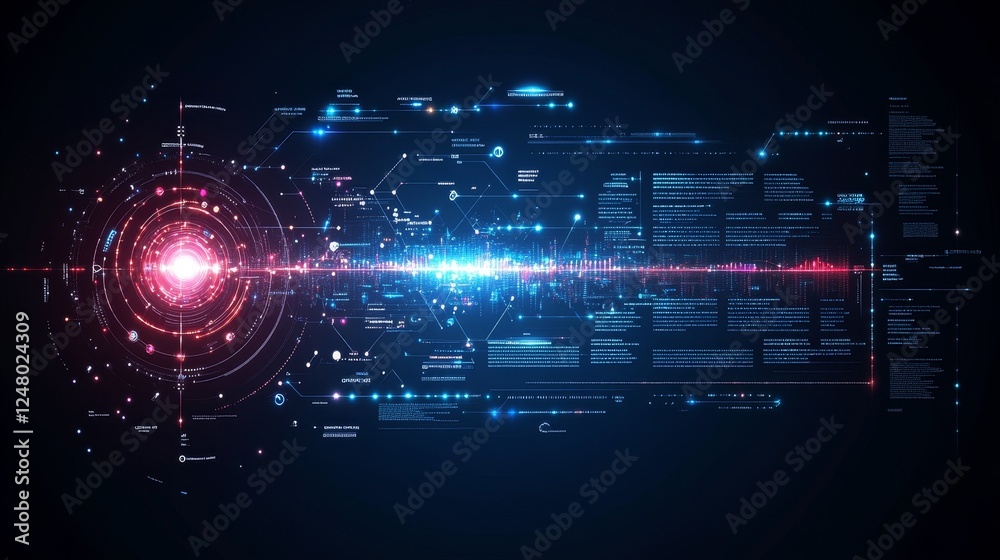 Abstract Digital Data Stream Network Technology Background Futuristic Glow Abstract Digital Data Stream Network Technology Background Futuristic Glow