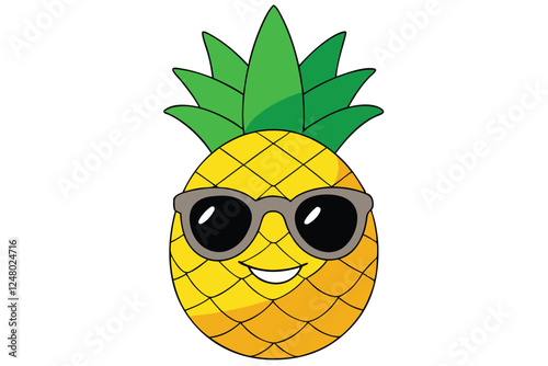 Summer travel and vacation beach pineapple and sunglasses isolated 