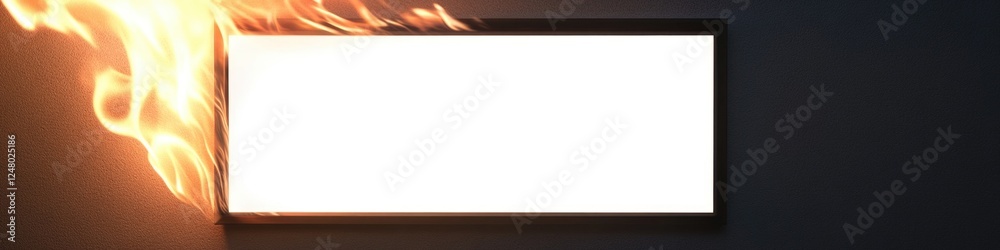 Obraz premium Picture of a wall with a burning picture frame