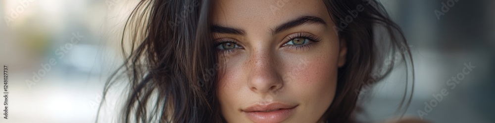 A close-up portrait of a woman with long hair A close-up portrait of a woman with long hair
