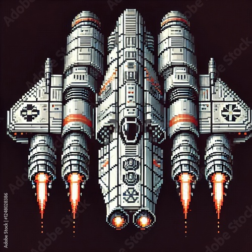 Futuristic Spacecraft Pixel Art photo