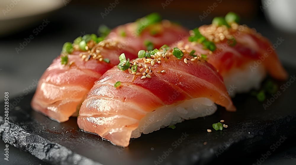 Delectable Sushi Platter on Slate Backdrop for Gourmet Japanese Cuisine Delectable Sushi Platter on Slate Backdrop for Gourmet Japanese Cuisine