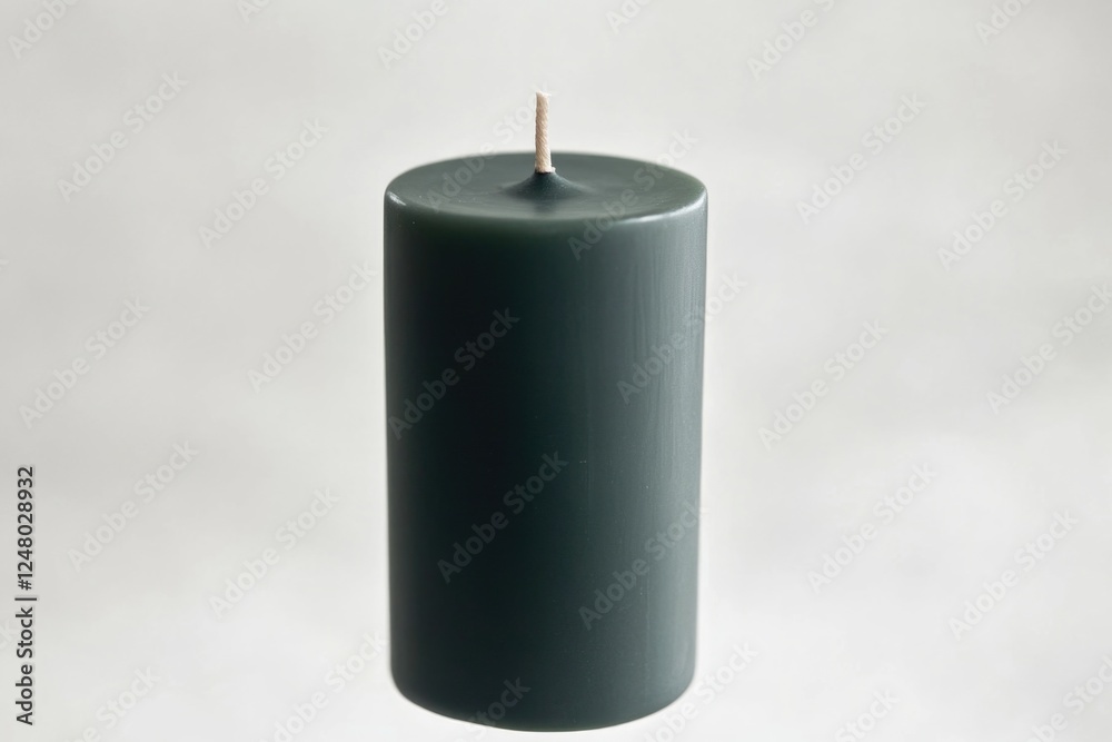 A single green candle placed on a table A single green candle placed on a table