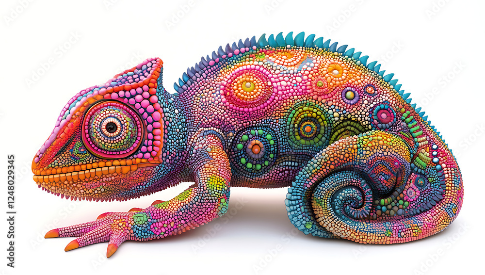 colorful chameleon with patterns. the image appears to be AI-generated colorful chameleon with patterns. the image appears to be AI-generated