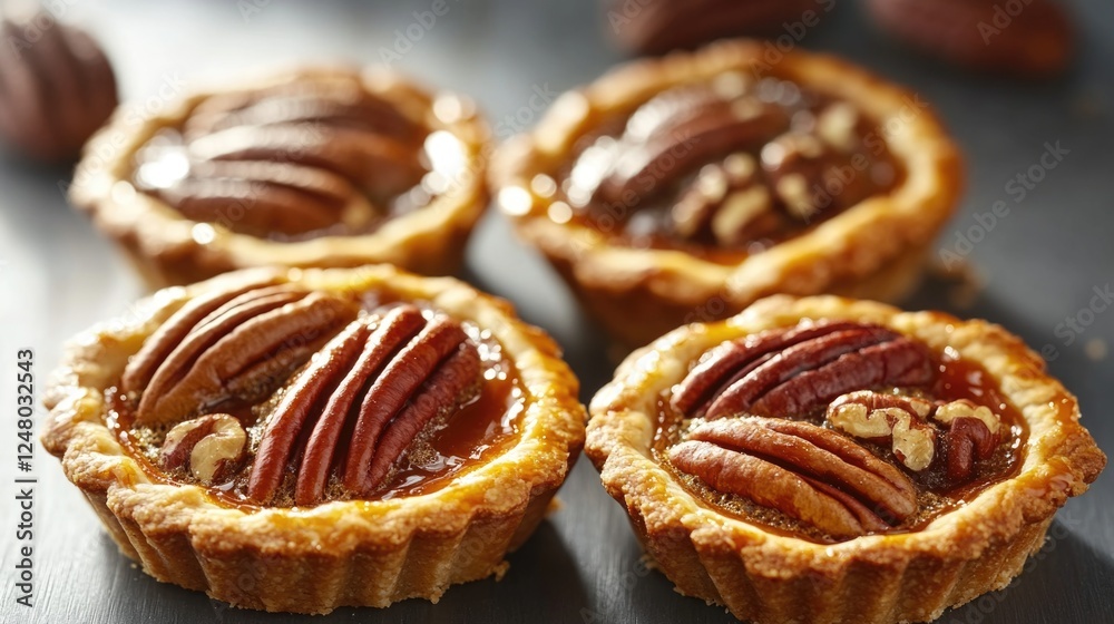 A close-up view of three delicious-looking pies on a table, perfect for food photography or editorial use