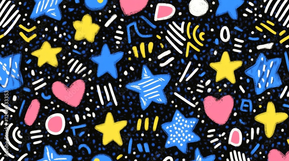 Abstract Hand Drawn Seamless Pattern Stars Hearts Trendy Background Textile Design Abstract Hand Drawn Seamless Pattern Stars Hearts Trendy Background Textile Design