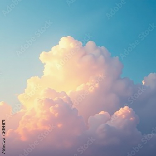 Gentle layered clouds against a clear blue sky with a hint of warm sunlight, , clouds, soft