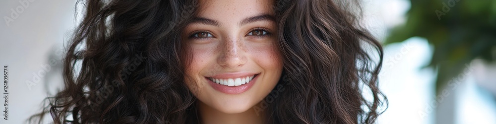 Close-up portrait of a happy woman with a warm smile Close-up portrait of a happy woman with a warm smile