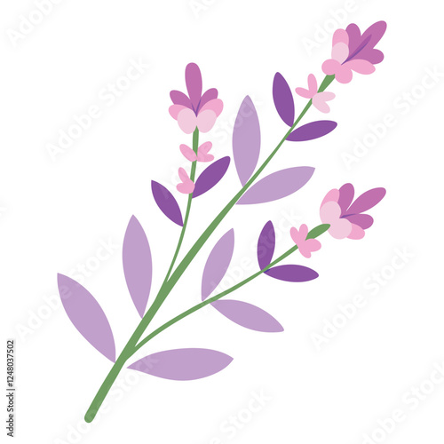 Blooming pink flowers, a lilac branch, and an abstract floral background create a beautiful vector illustration of nature's spring beauty