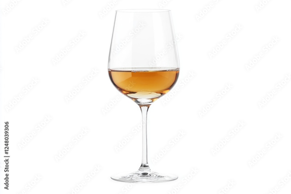 A single glass of wine sitting on a clean white surface