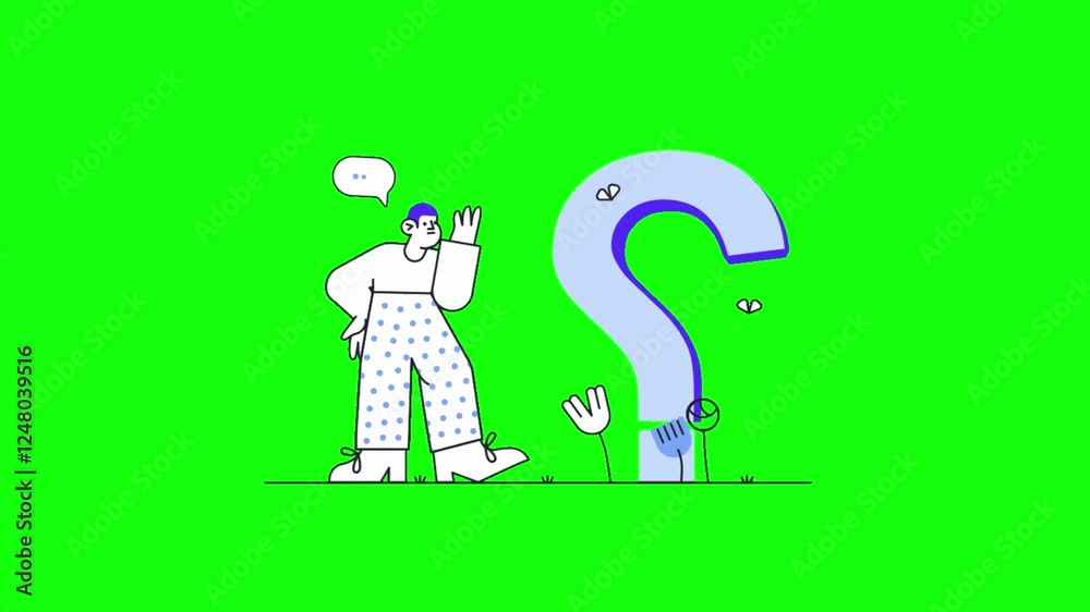 Chaos in men's head and hurricane of thoughts for business ideas, Question mark icon animation isolated on transparent background.. Chaos in men's head and hurricane of thoughts for business ideas, Question mark icon animation isolated on transparent background..