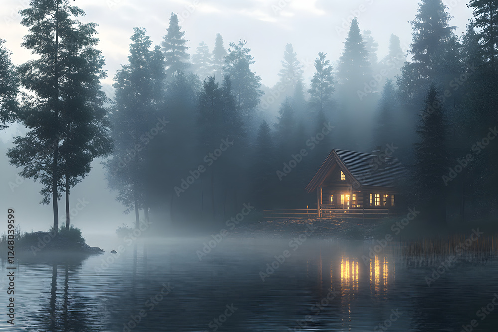 Fototapeta premium Forest Lake House