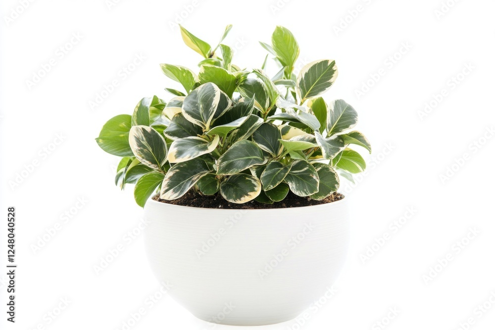 A small potted plant with bright green and white leaves, perfect for decoration or gift-giving A small potted plant with bright green and white leaves, perfect for decoration or gift-giving
