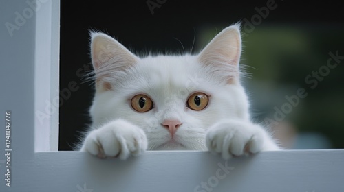 Wallpaper Mural A close-up shot of a curious cat peeking out of a window Torontodigital.ca