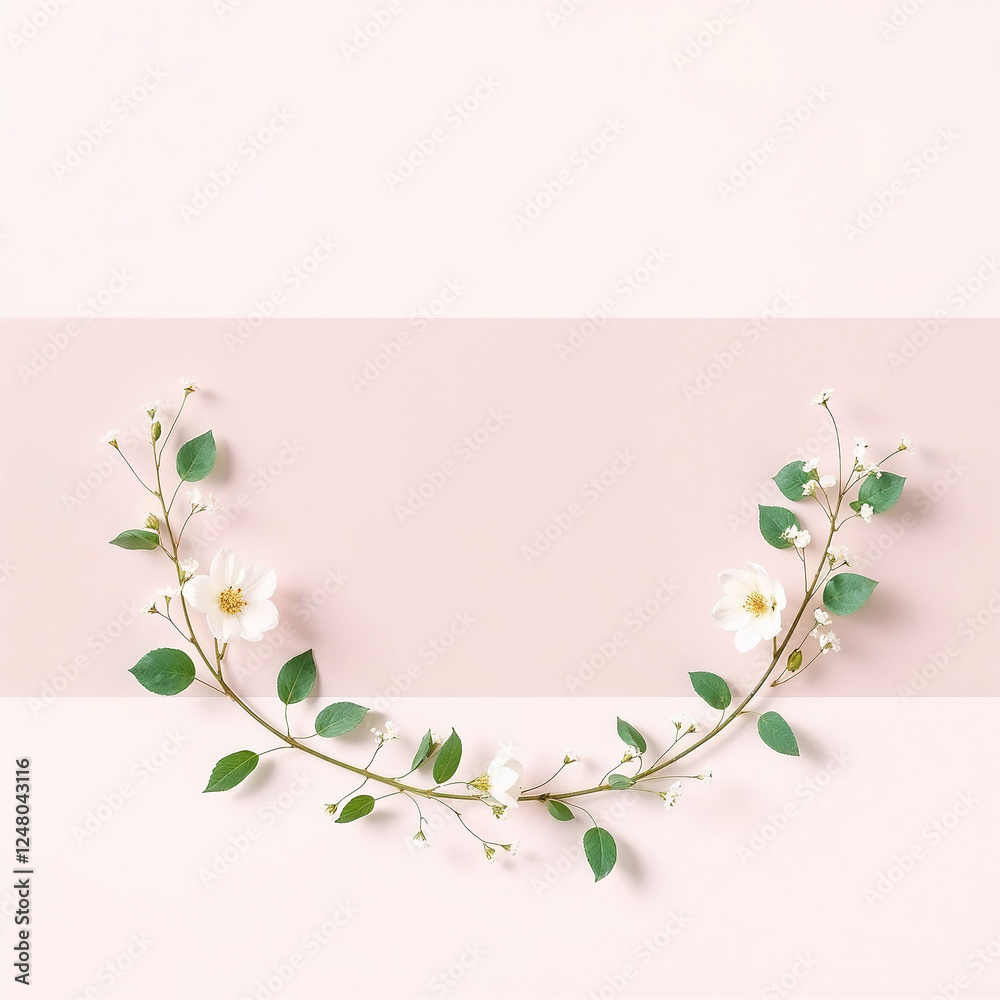 Fototapeta premium Paper with flower branch frame