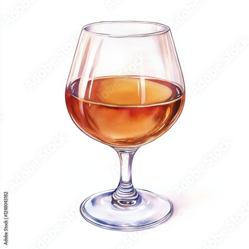 Elegant brandy glass filled with amber liquid.