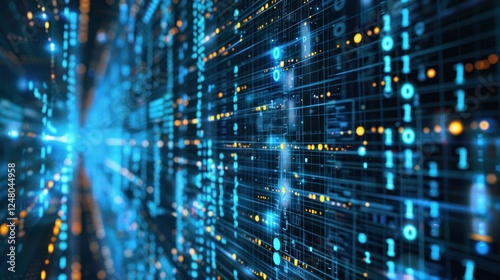 Wallpaper Mural A computer screen with a blue and orange grid of numbers Torontodigital.ca