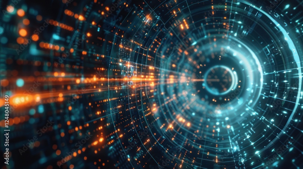 A blue and orange spiral with a white dot in the middle A blue and orange spiral with a white dot in the middle