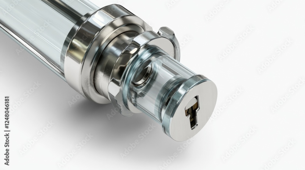 A close-up shot of a metal object on a white surface, ideal for use in product photography or as a design element A close-up shot of a metal object on a white surface, ideal for use in product photography or as a design element