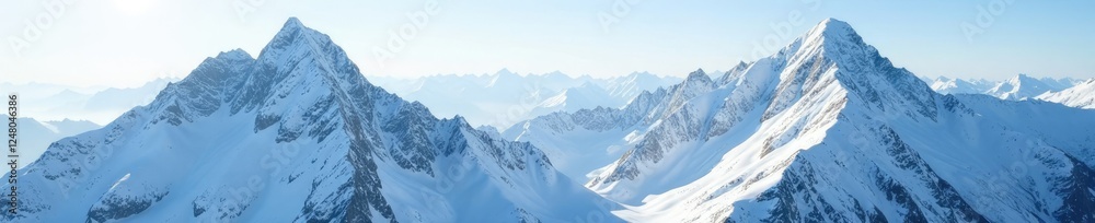 Obraz premium Deep snow-covered mountain peaks in Austrian Alps, snowy peaks, Austrian Alps, frosty mornings