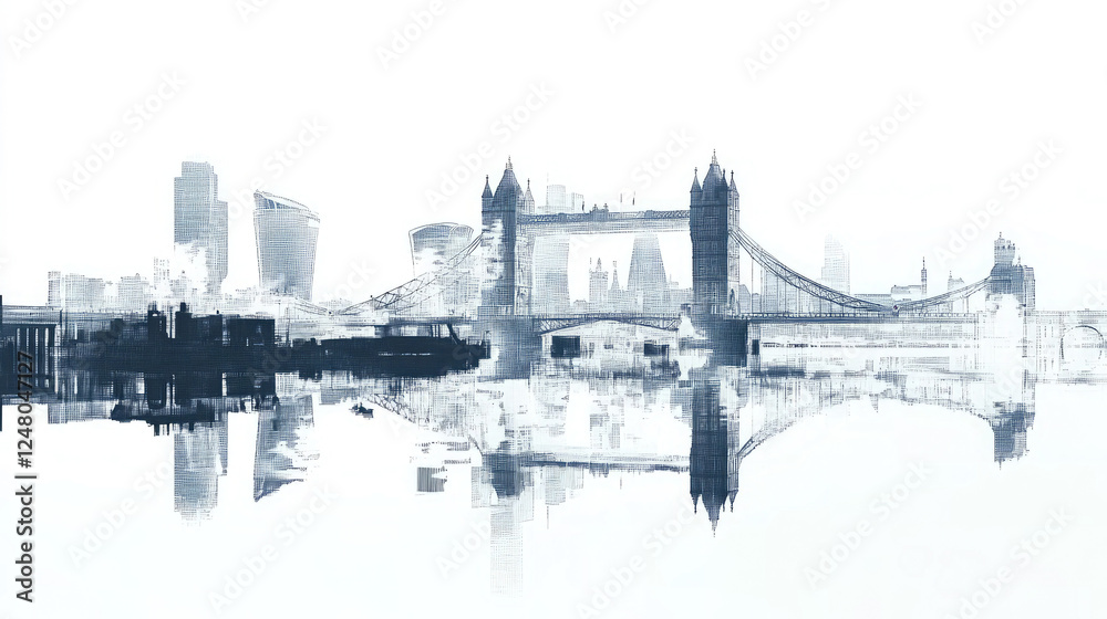 Fototapeta premium Surreal Reflection of Tower Bridge in Water - London Landmark Concept