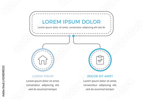 Minimalistic flow chart infographic template with 2 elements, vector eps10 illustration