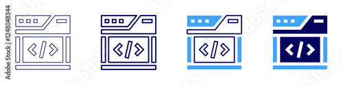 Back-end development icon in 4 different styles. Thin Line, Line, Bold Line, Duotone. Duotone style. Editable stroke