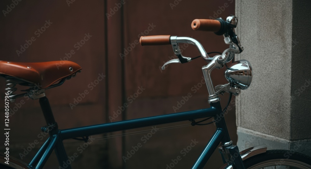 Naklejka premium Unique bicycle with a creative handlebar design and leather grips