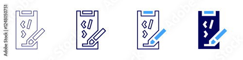 Mobile development icon in 4 different styles. Thin Line, Line, Bold Line, Duotone. Duotone style. Editable stroke