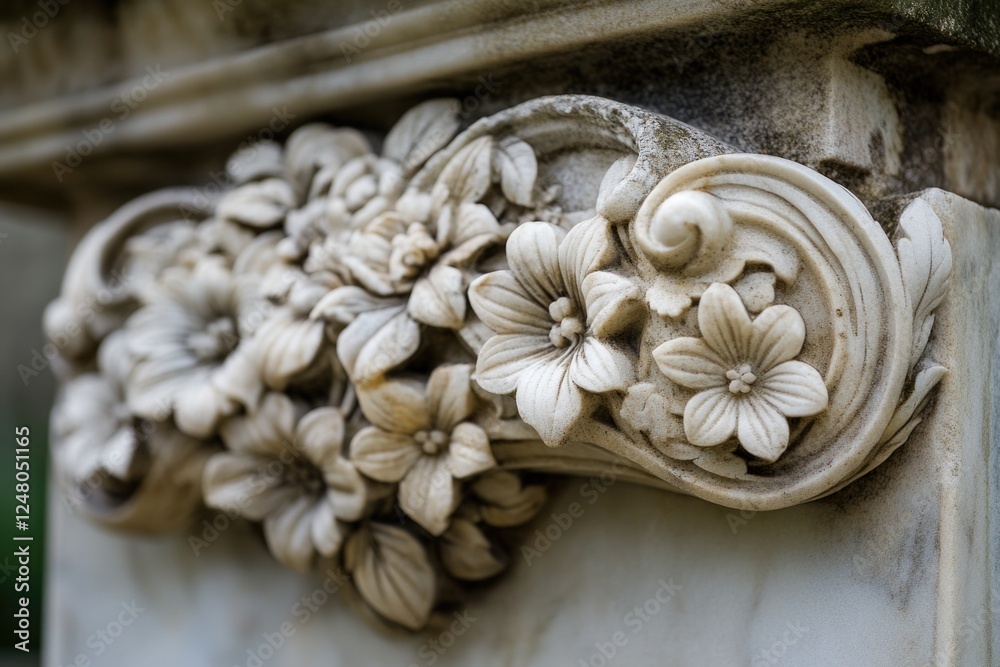 A detailed view of a decorative item on a building, suitable for architectural or design purposes A detailed view of a decorative item on a building, suitable for architectural or design purposes