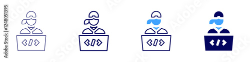 Quality assurance development icon in 4 different styles. Thin Line, Line, Bold Line, Duotone. Duotone style. Editable stroke