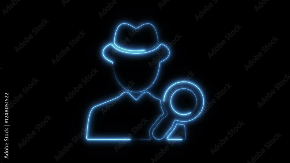 Glowing Neon Searcher Icon Isolated, HD Motion Graphic Representing Exploration, Research, and Discovery Glowing Neon Searcher Icon Isolated, HD Motion Graphic Representing Exploration, Research, and Discovery