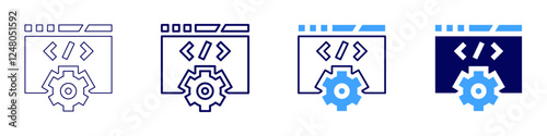 Security software development icon in 4 different styles. Thin Line, Line, Bold Line, Duotone. Duotone style. Editable stroke