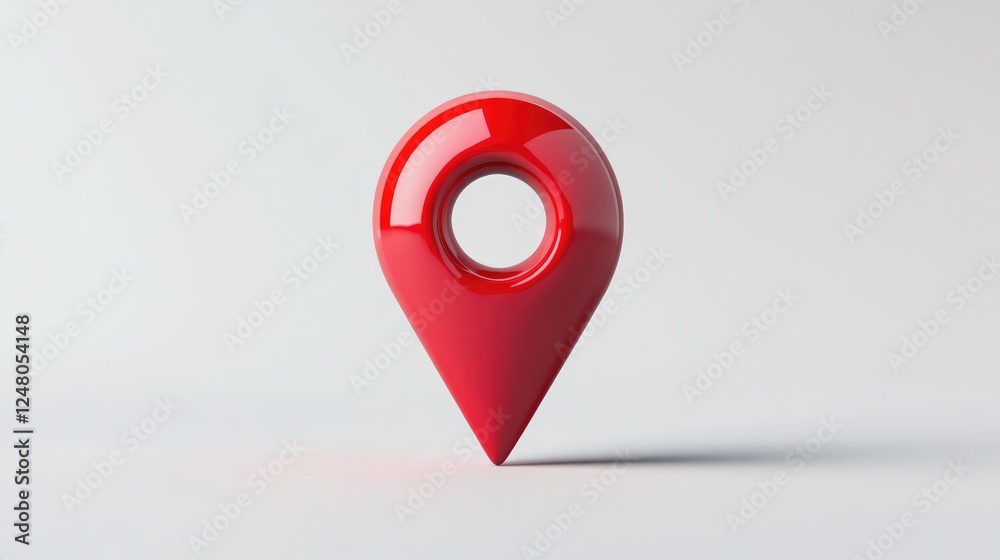 Red 3D Location Pin on White Background Red 3D Location Pin on White Background