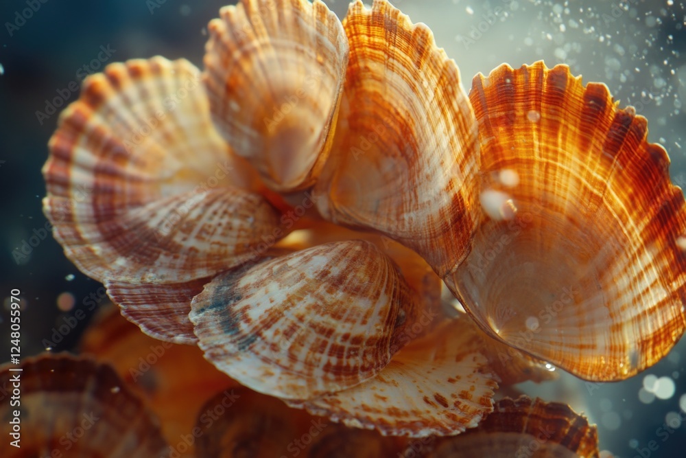 A collection of shells photographed up close