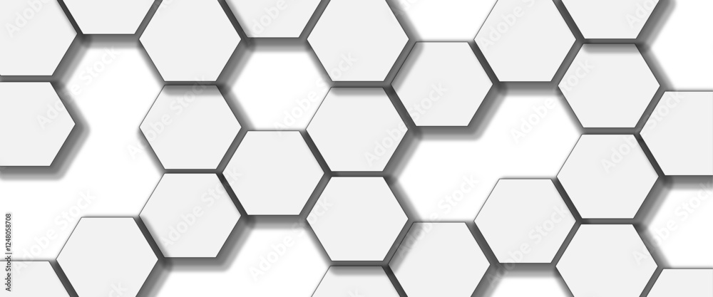Abstract white and gray hexagon technology lines background. Abstract white and grey color hexagonal geometric background with copy space. Abstract white lines background. Abstract white and gray hexagon technology lines background. Abstract white and grey color hexagonal geometric background with copy space. Abstract white lines background.