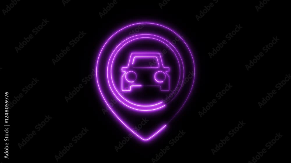 Glowing Neon Car Parking Icon Isolated, HD Motion Graphic Representing Vehicle Parking, Transportation, and City Symbol Glowing Neon Car Parking Icon Isolated, HD Motion Graphic Representing Vehicle Parking, Transportation, and City Symbol