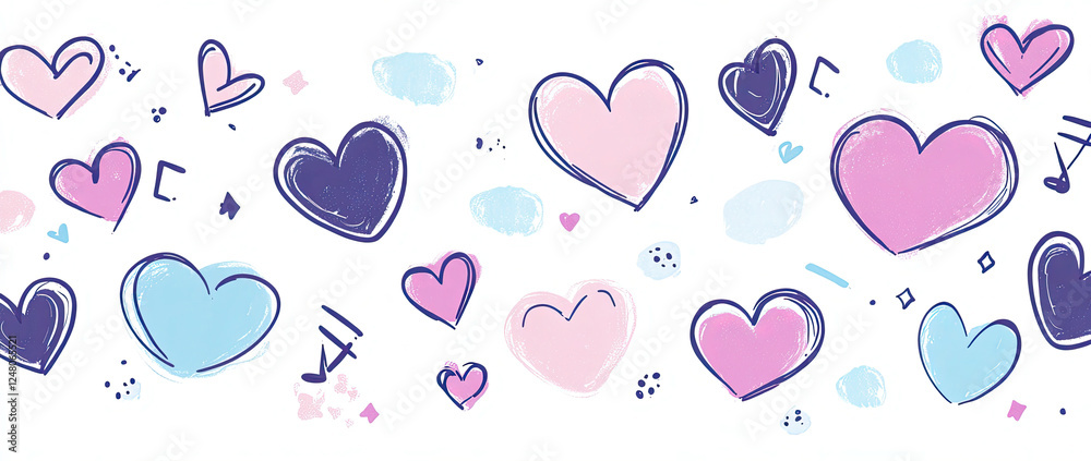 Hand-Drawn Chat Bubbles, Hearts, and Stars in Soft Colors Hand-Drawn Chat Bubbles, Hearts, and Stars in Soft Colors