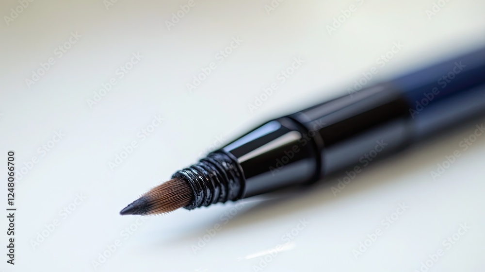 A close-up of an elegant eyebrow pencil with a built-in brush. A close-up of an elegant eyebrow pencil with a built-in brush.