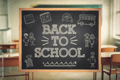 Back to School written on a chalkboard photo