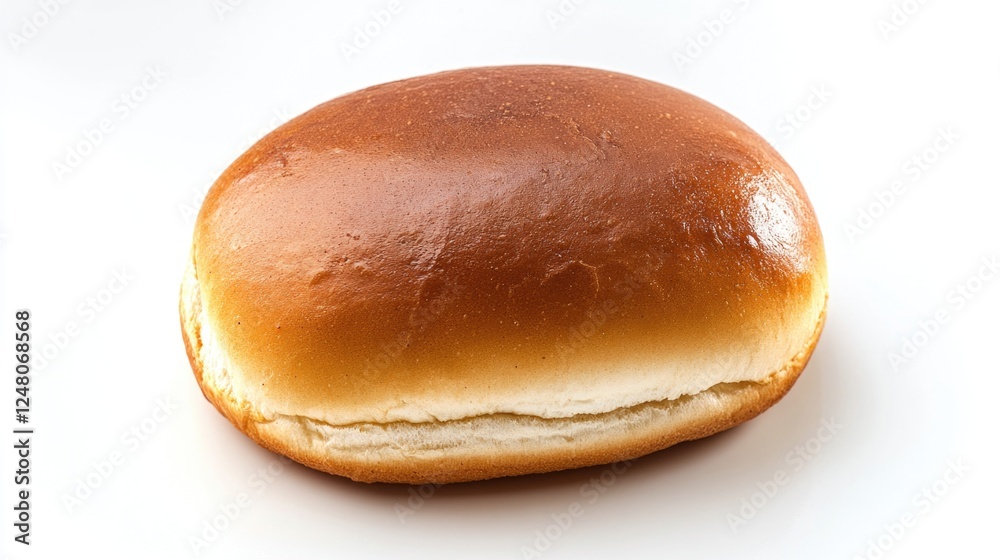 A single bun photographed from directly above, on a white background A single bun photographed from directly above, on a white background