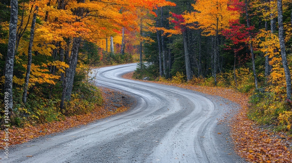Fototapeta premium Winding Road Through Autumn Foliage