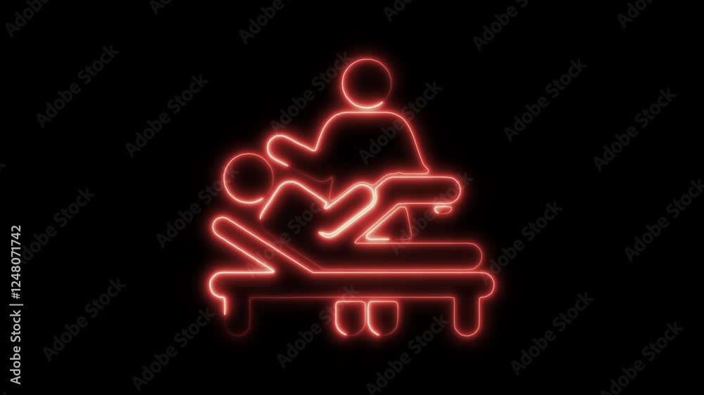 Glowing Neon Massage Icon, Symbol of Relaxation and Stress Relief, HD Video Motion Graphic Animation on Black Background Isolated Glowing Neon Massage Icon, Symbol of Relaxation and Stress Relief, HD Video Motion Graphic Animation on Black Background Isolated