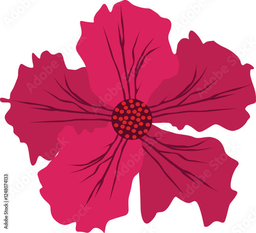 Bright Pink Flower with Red Center and Detailed Petals