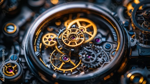 Wallpaper Mural Intricate clockwork gears, precision mechanism, close-up detail, workshop background, industrial design Torontodigital.ca