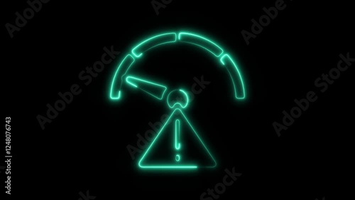 Glowing Neon Low Performance Icon Isolated, Symbol of Decreased Efficiency and Productivity, HD Video Motion Graphic Animation on Black Background photo