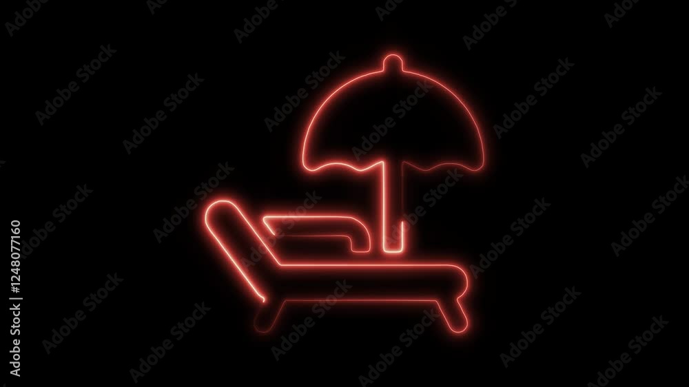 Glowing Neon Sunbed Icon Isolated, Symbol of Relaxation and Tanning, HD Video Motion Graphic Animation on Black Background Glowing Neon Sunbed Icon Isolated, Symbol of Relaxation and Tanning, HD Video Motion Graphic Animation on Black Background