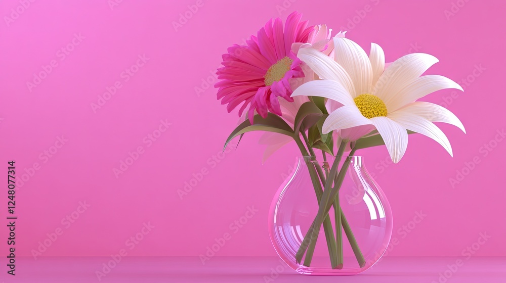 Naklejka premium A simple yet elegant vase filled with fresh, colorful flowers.